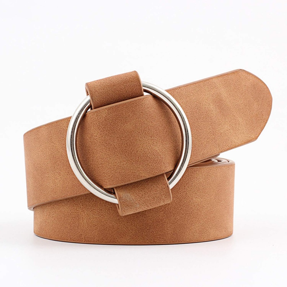 Butterscotch Tan Textured Faux Leather Circle Belt - Picture 2 of 2